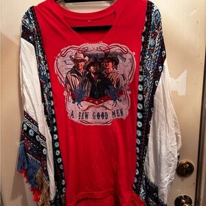 Red Graphic Long Sleeve Women's Blouse - 'A Few Good Men'